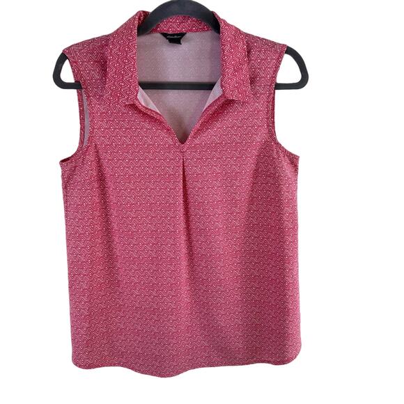 Eddie Bauer Pink White Lightweight Sleeveless Collared Pullover Polo Size XS - Picture 1 of 5